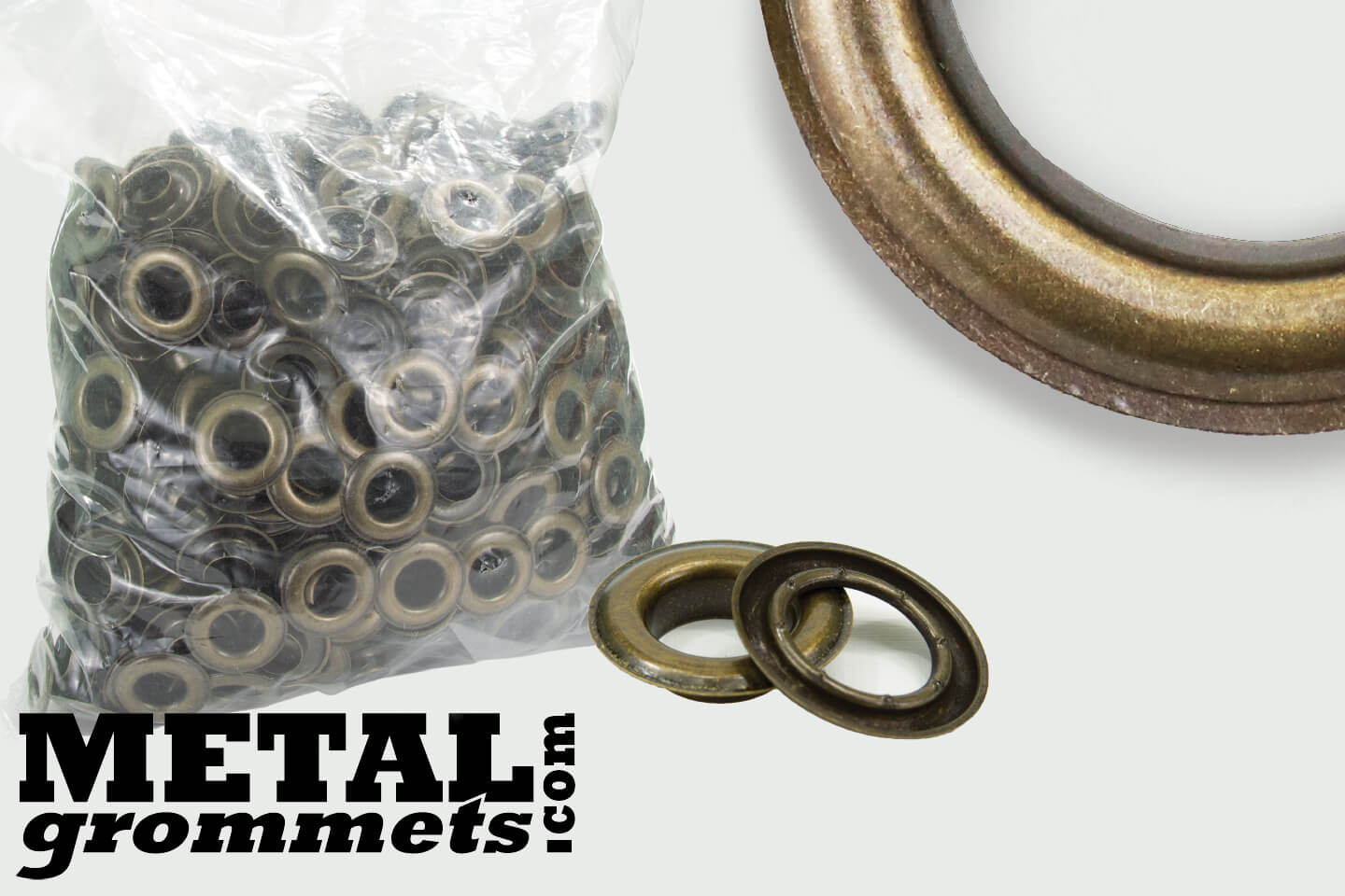 Micron Group #2XL (3/8") Self-Piercing Grommets & Washers - Brass Finish - 100 Pack